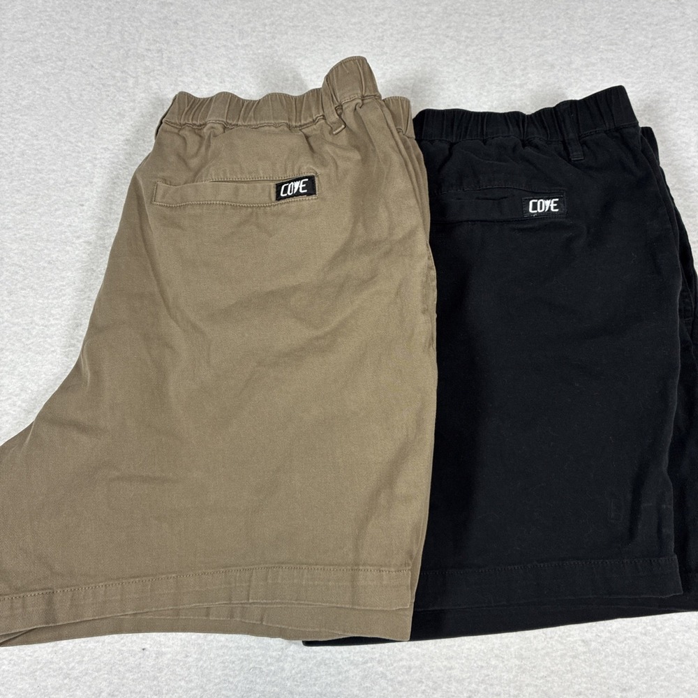 Cove USA‎ Lot of 2 Shorts Men 38 5" Khaki Elastic Waist Stretch Cotton Twill